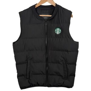 Starbucks‎ Puffer Vest Mercer Mettle Men's Size L Black Full-Zip Gorpcore READ